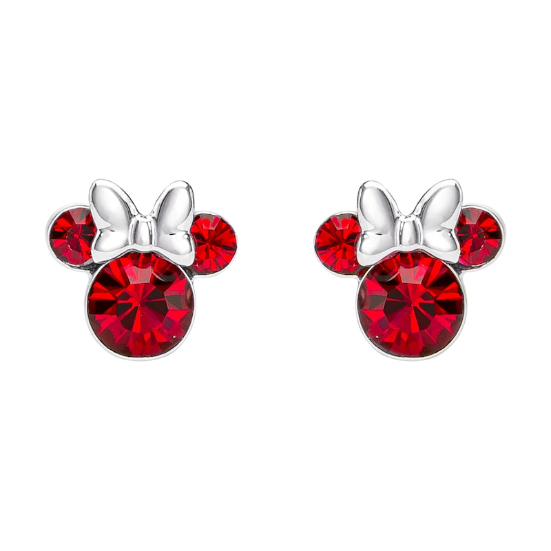 Disney Minnie Mouse Sterling Silver July Birthstone Crystal Earrings