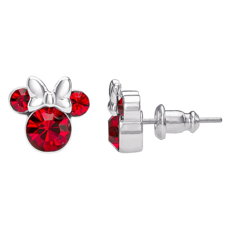 Main Image 2 of Disney Minnie Mouse Sterling Silver July Birthstone Crystal Earrings