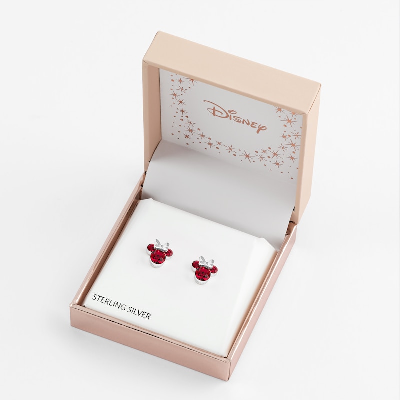 Disney Minnie Mouse Sterling Silver July Birthstone Crystal Earrings