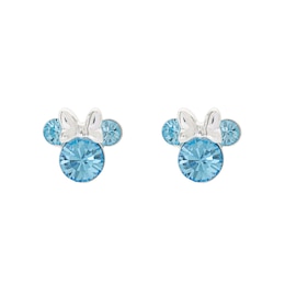 Disney Minnie Mouse Sterling Silver March Birthstone Crystal Earrings