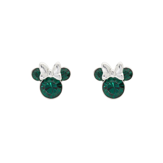 Disney Minnie Mouse Sterling Silver May Birthstone Crystal Earrings