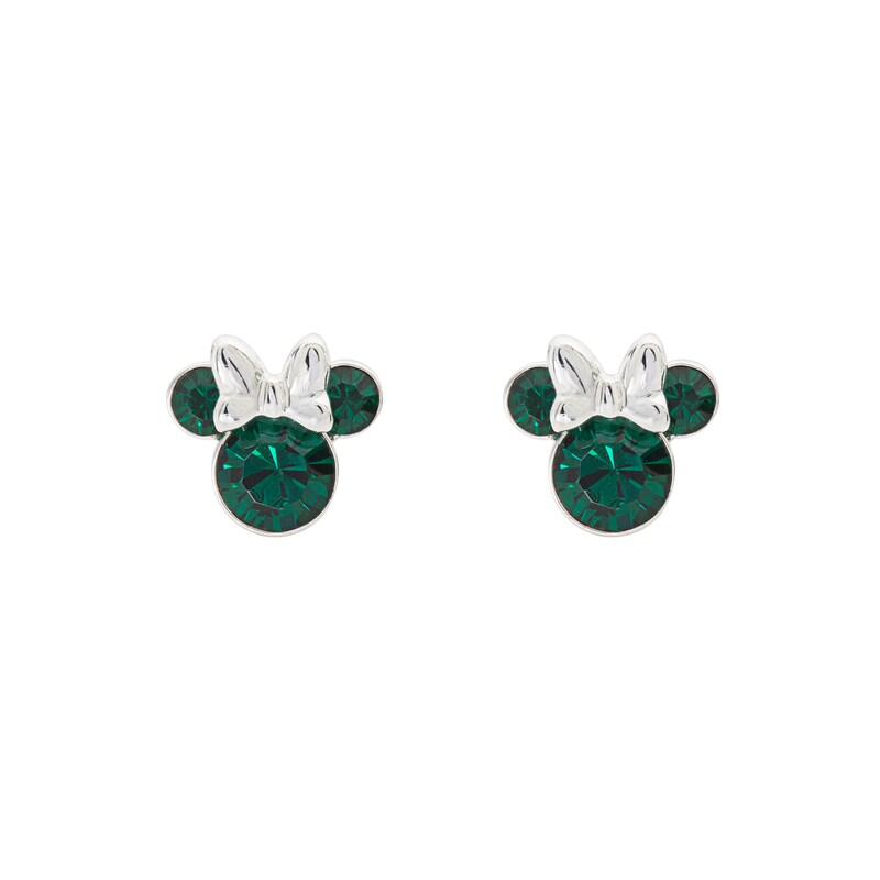 Main Image 1 of Disney Minnie Mouse Sterling Silver May Birthstone Crystal Earrings