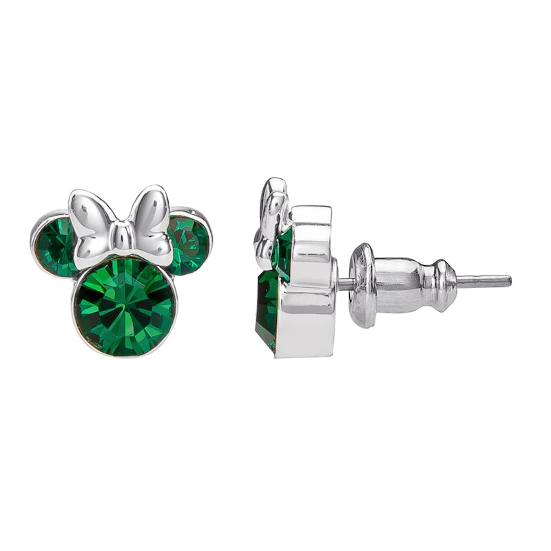 Main Image 2 of Disney Minnie Mouse Sterling Silver May Birthstone Crystal Earrings