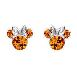 Disney Minnie Mouse Sterling Silver November Birthstone Crystal Earrings