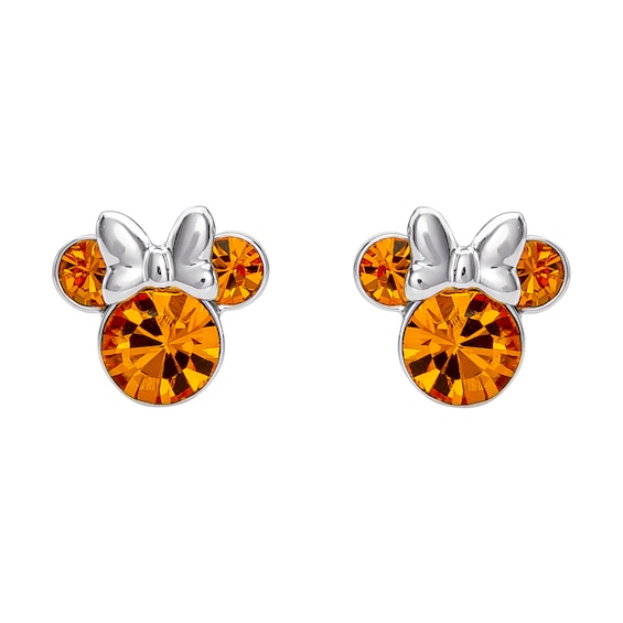 Disney Minnie Mouse Sterling Silver November Birthstone Crystal Earrings