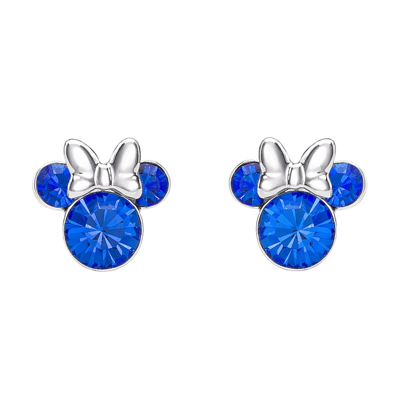 Disney Minnie Mouse Sterling Silver September Birthstone Crystal Earrings