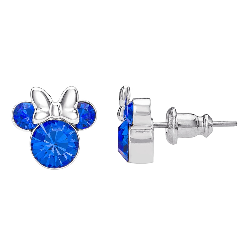 Main Image 2 of Disney Minnie Mouse Sterling Silver September Birthstone Crystal Earrings