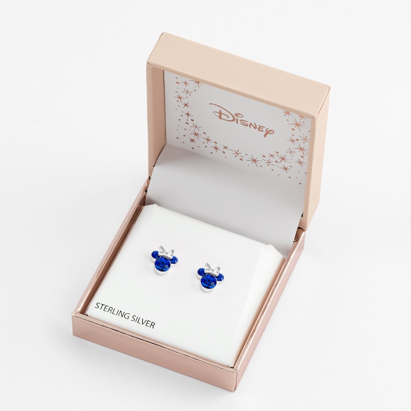 Main Image 5 of Disney Minnie Mouse Sterling Silver September Birthstone Crystal Earrings