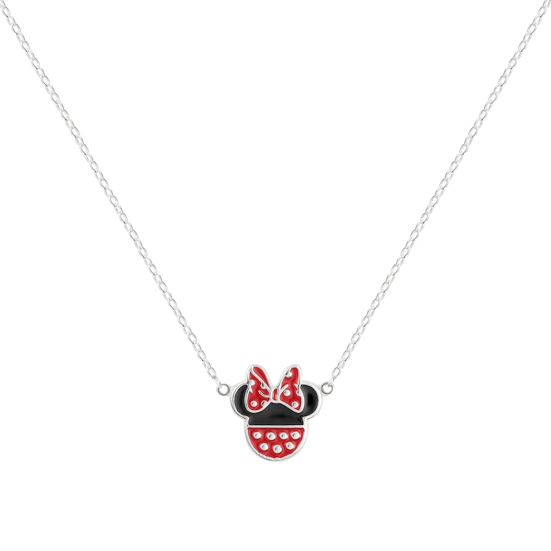 Main Image 1 of Disney Sterling Silver Minnie Mouse Enamel Pendant Necklace