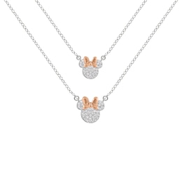 Disney Minnie Mouse Two Tone Plated CZ Mother & Daughter Necklace Set