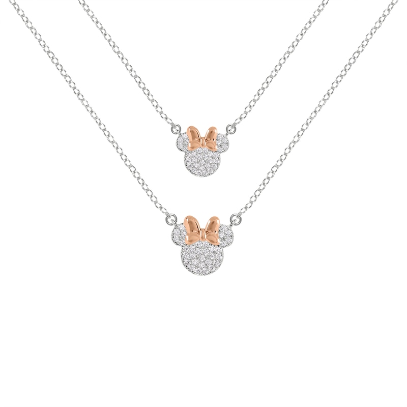 Main Image 1 of Disney Minnie Mouse Two Tone Plated CZ Mother & Daughter Necklace Set