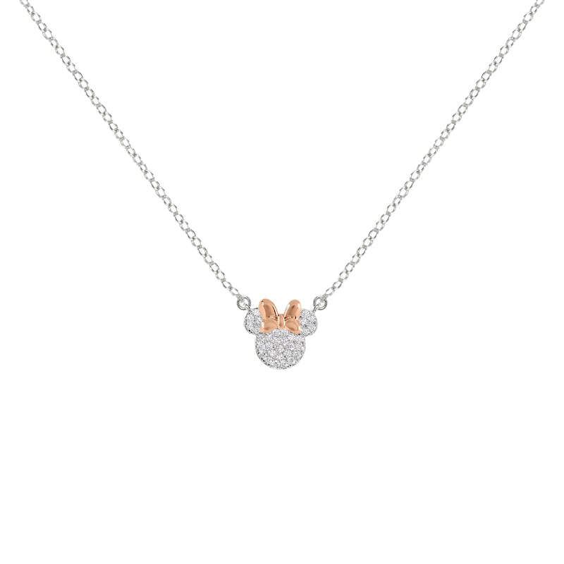 Main Image 2 of Disney Minnie Mouse Two Tone Plated CZ Mother & Daughter Necklace Set