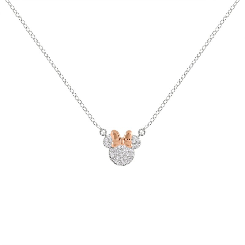 Main Image 3 of Disney Minnie Mouse Two Tone Plated CZ Mother & Daughter Necklace Set