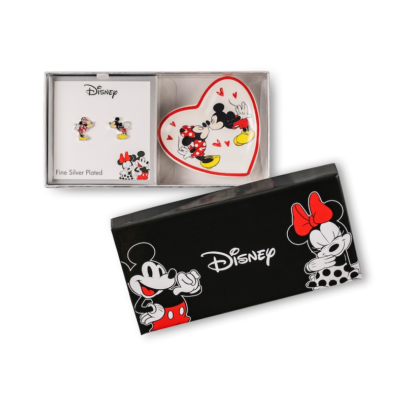 Main Image 6 of Silver Tone Mickey & Minnie Mouse Stud Earring & Trinket Set