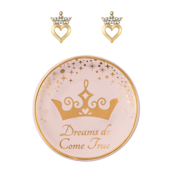 Gold Tone Disney Princess Stud Earring and Trinket Set