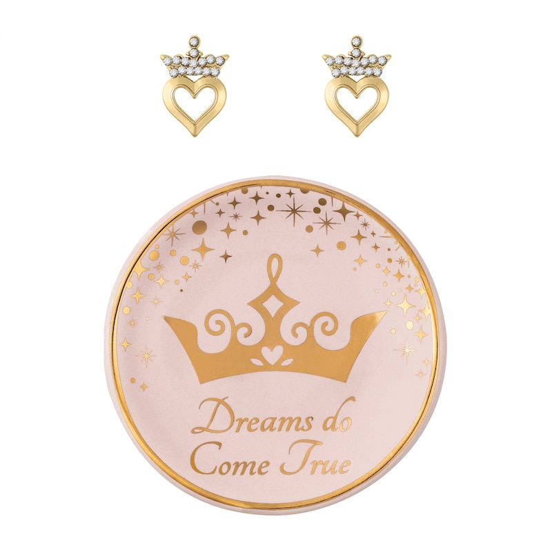 Gold Tone Disney Princess Stud Earring & Trinket Set