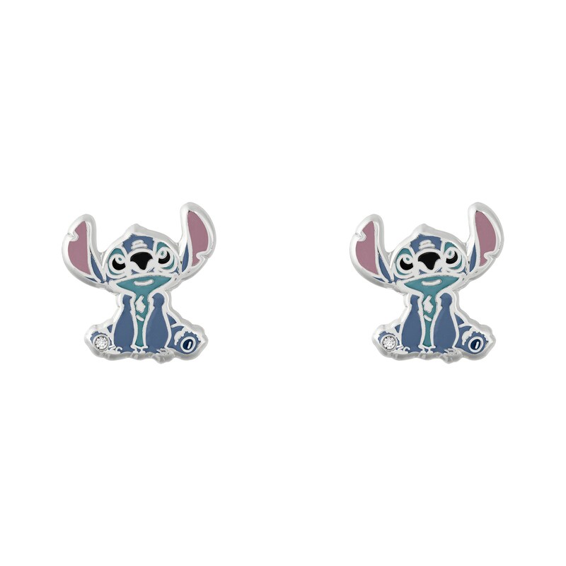 Main Image 2 of Silver Tone Disney Stitch Stud Earrings & Trinket Set