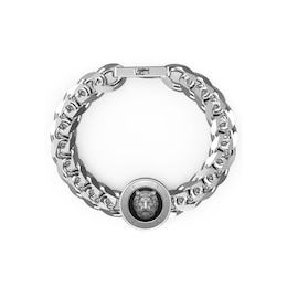 Guess Men's Stainless Steel Lion Coin Curb Chain Bracelet