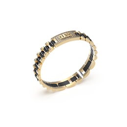 Guess Men's Stainless Steel Gold Tone Crystal Tag Empire Bracelet
