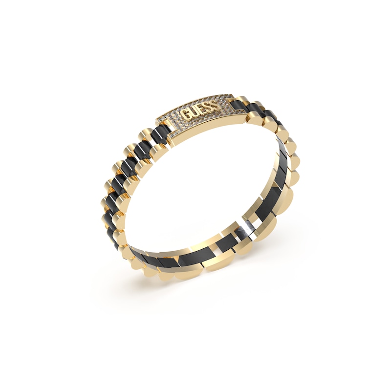 Main Image 1 of Guess Men's Stainless Steel Gold Tone Crystal Tag Empire Bracelet