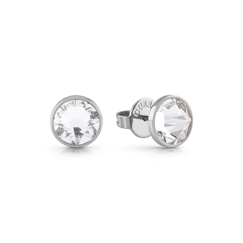 Guess Men's Stainless Steel 8mm Crystal Stud Earrings