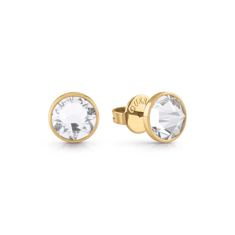 Main Image 1 of Guess Men's Stainless Steel Gold Tone 8mm Crystal Stud Earrings