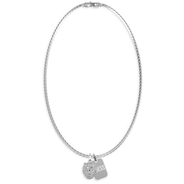 Guess Men's Stainless Steel Lion & Logo Dog Tag Pendant Set 26" Chain Necklace