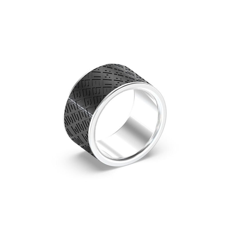 Main Image 1 of Guess Men's Stainless Steel 12mm Logo Band Ring- Size V