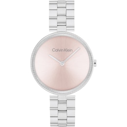 Calvin Klein Ladies' Blush Dial Stainless Steel Bracelet Watch