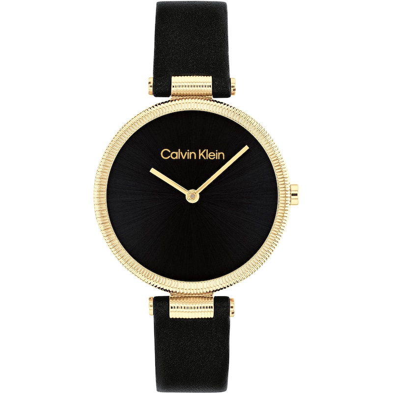 Main Image 1 of Calvin Klein Ladies' Black Dial Black Leather Strap Watch