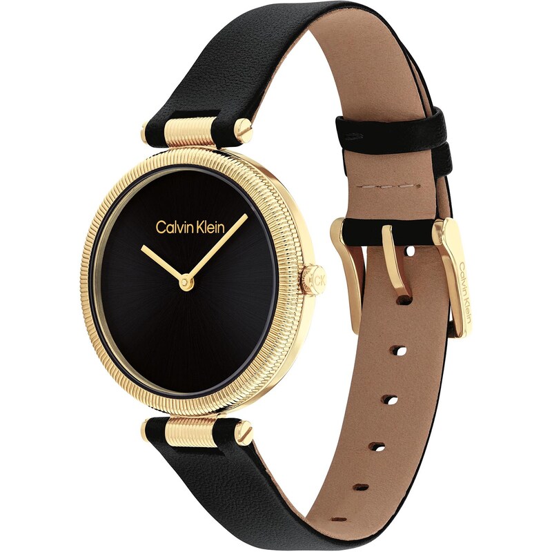 Main Image 2 of Calvin Klein Ladies' Black Dial Black Leather Strap Watch