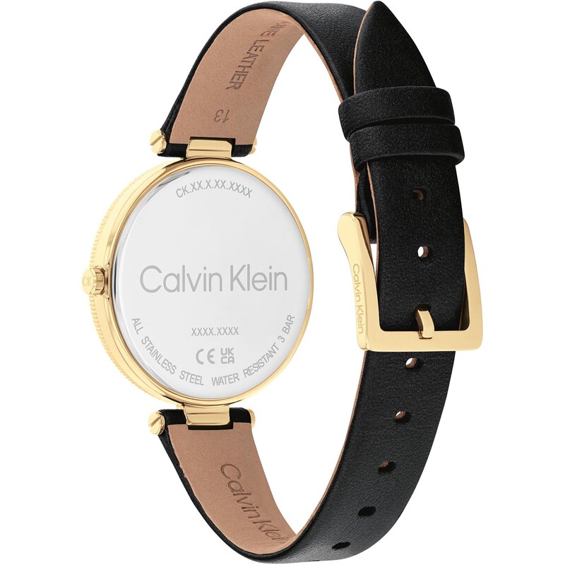 Calvin Klein Ladies' Black Dial Black Leather Strap Watch