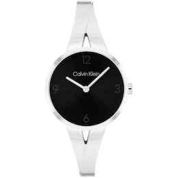 Calvin Klein Ladies' Black Dial Stainless Steel Bangle Watch