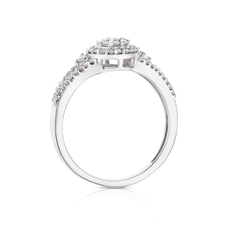 Main Image 3 of 9ct White Gold 0.30ct Diamond Split Shoulder Cluster Ring