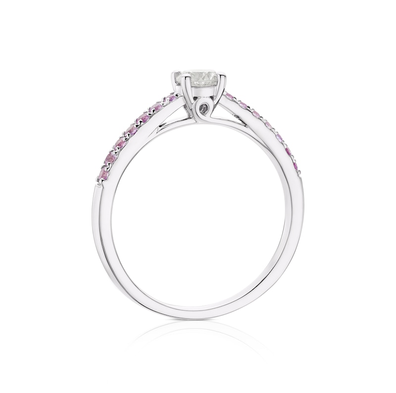 Main Image 3 of 9ct White Gold 0.25ct Diamond & Created Pink Sapphire Solitaire Ring