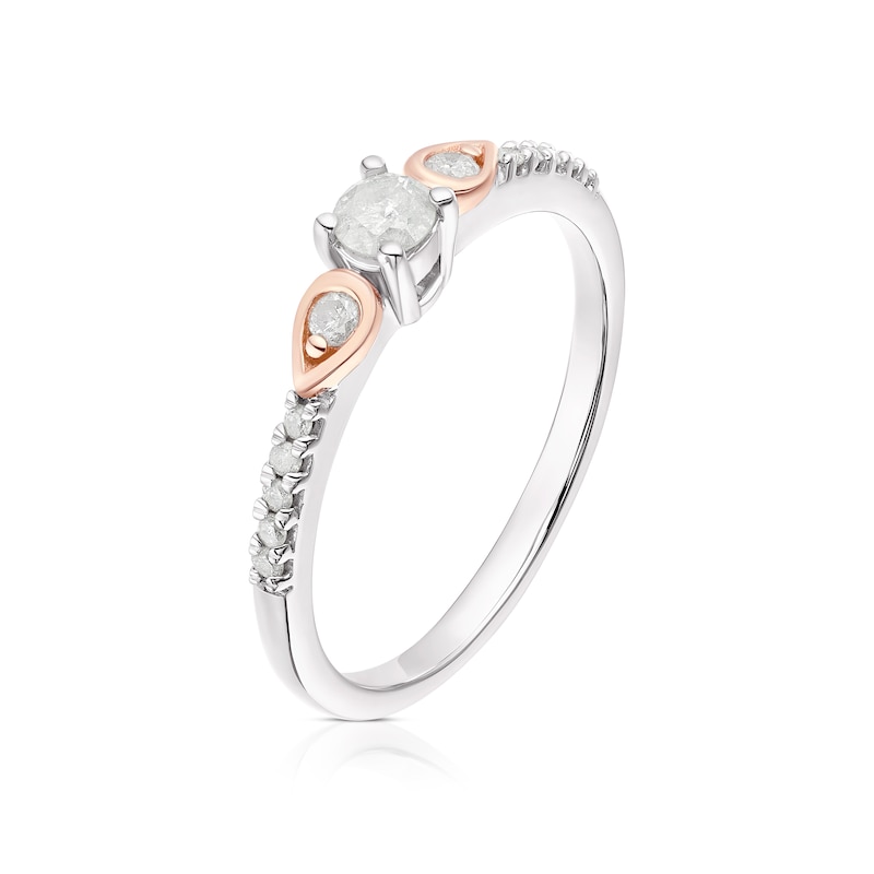 Main Image 2 of 9ct White & Rose Gold 0.25ct Diamond Shoulder Detail Solitaire Ring