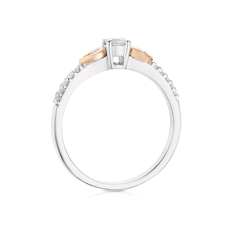 9ct White & Rose Gold 0.25ct Diamond Shoulder Detail Solitaire Ring