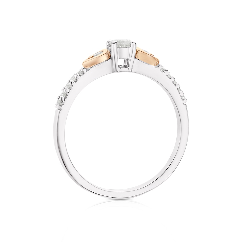 Main Image 3 of 9ct White & Rose Gold 0.25ct Diamond Shoulder Detail Solitaire Ring