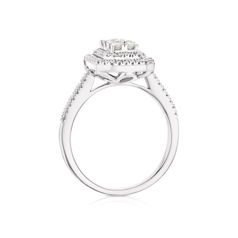 Main Image 3 of 9ct White Gold 0.40ct Diamond Emerald Shaped Cluster Ring