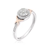 Thumbnail Image 2 of 9ct White & Rose Gold 0.15ct Diamond Cluster Kiss Ring