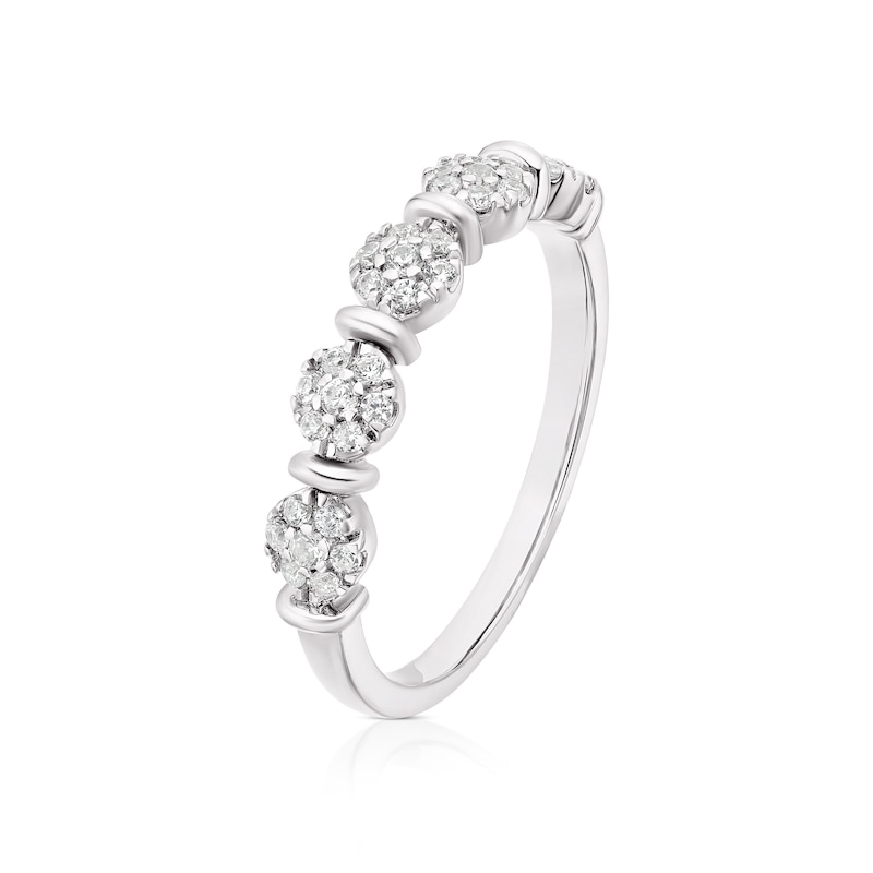 9ct White Gold 0.25ct Diamond Cluster Band Ring