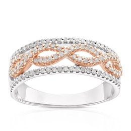 9ct White & Rose Gold 0.30ct Diamond Twist Ring