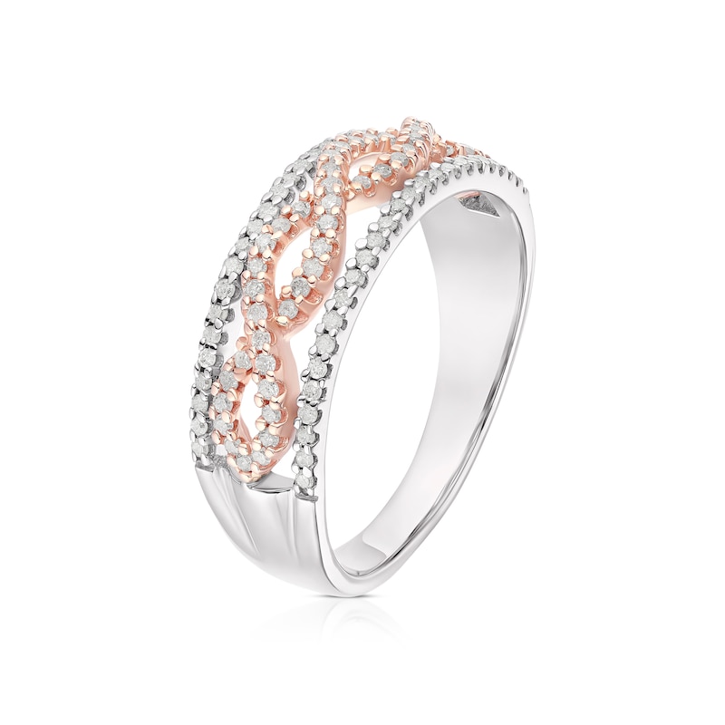 9ct White & Rose Gold 0.30ct Diamond Twist Ring