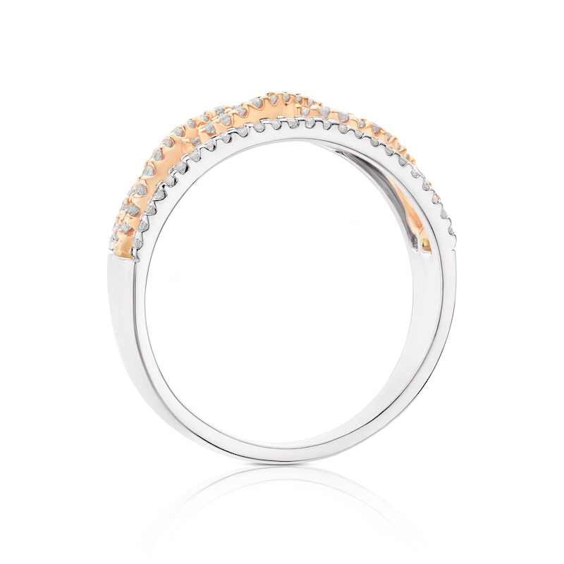 9ct White & Rose Gold 0.30ct Diamond Twist Ring