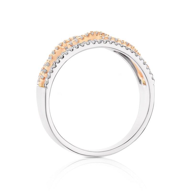 Main Image 3 of 9ct White & Rose Gold 0.30ct Diamond Twist Ring