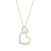 Thumbnail Image 1 of 9ct Yellow Gold 0.15ct Diamond Double Interlocking Heart Pendant Necklace