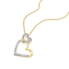 Thumbnail Image 1 of 9ct Yellow Gold 0.15ct Diamond Double Interlocking Heart Pendant Necklace