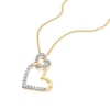 Thumbnail Image 2 of 9ct Yellow Gold 0.15ct Diamond Double Interlocking Heart Pendant Necklace