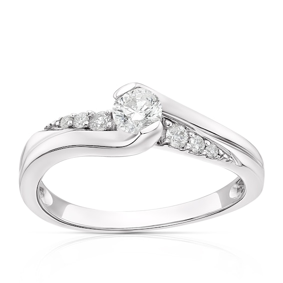Engagement Ring 9ct White Gold Twist 0.33ct Diamond Ring