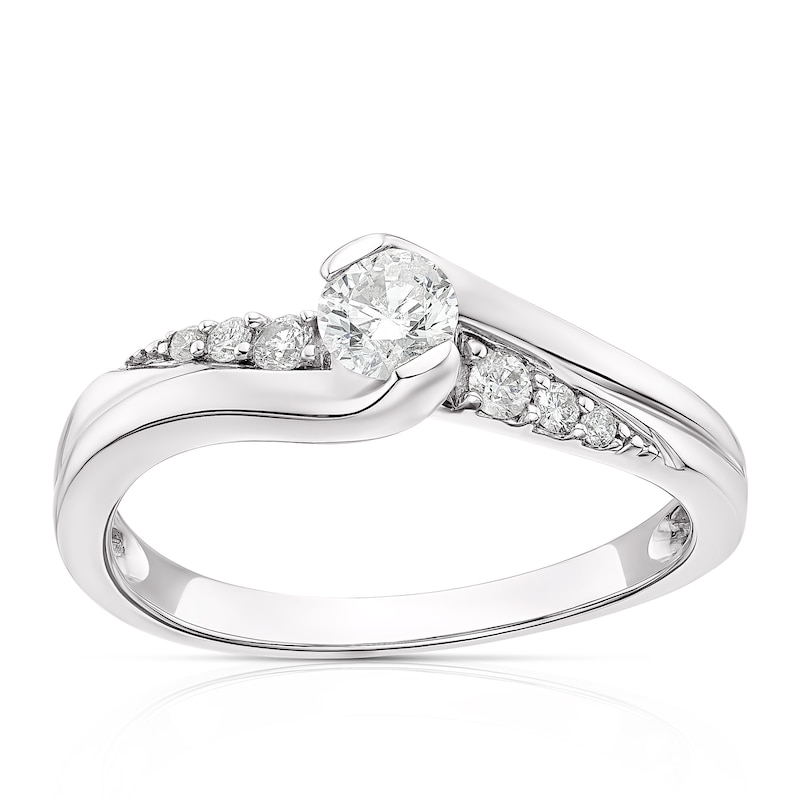 9ct White Gold 0.33ct  Diamond Twist Ring